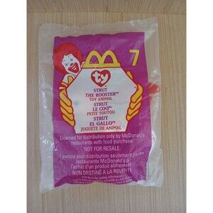 McDonald's Happy Meal Toy Ty Strut the Rooster Soft Toy Animal #7 1999 NEW